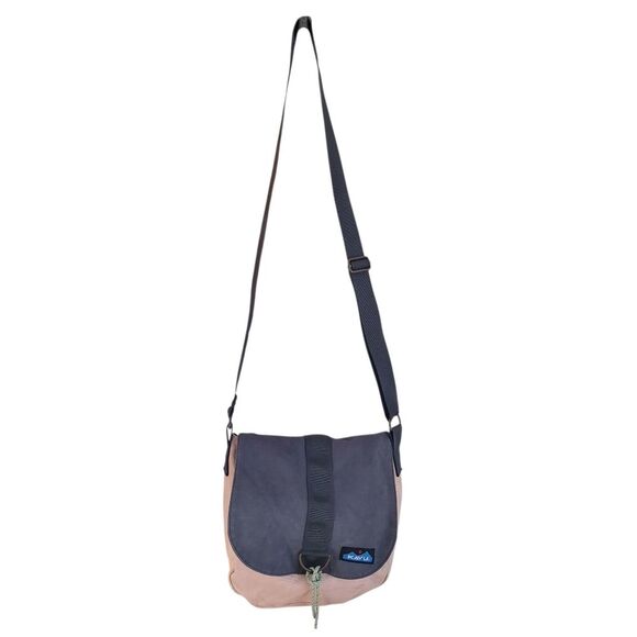 KAVU Wayfare Mini Crossbody Cherry Blossom Pale Peach Faux Suede Flap Boho - Picture 3 of 16